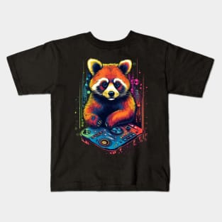 Cosmic Red Panda Mixmaster: DJ of Celestial Beats Kids T-Shirt